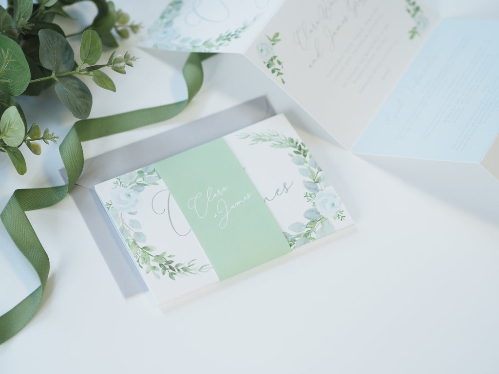 Eucalyptus concertina wedding invitation - Project Pretty